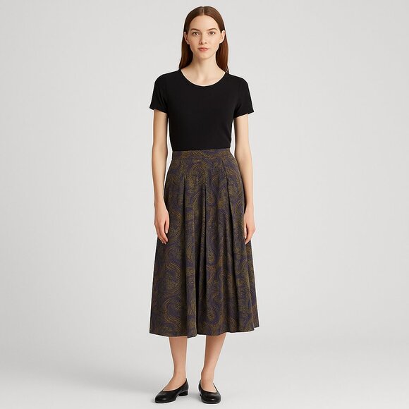 Vintage Y2K Ann Taylor 100% Silk Paisley Print Women's Midi Skirt Sz 10 - Picture 1 of 8